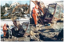 Recovery of 3/4 yd. Crawler Backhoe